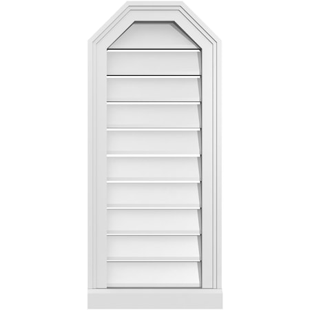 Ekena Millwork Octagonal Top Surface Mount PVC Gable Vent w/ 2"W x 2"P Brickmould Sill Frame, 14"W x 32"H GVPOT14X3203SF